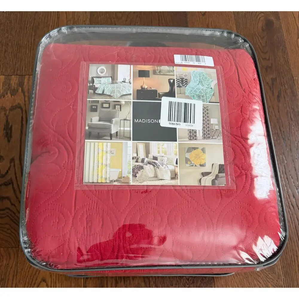 NEW! Madison Park King Red Mansfield 3pc Bedspread Set